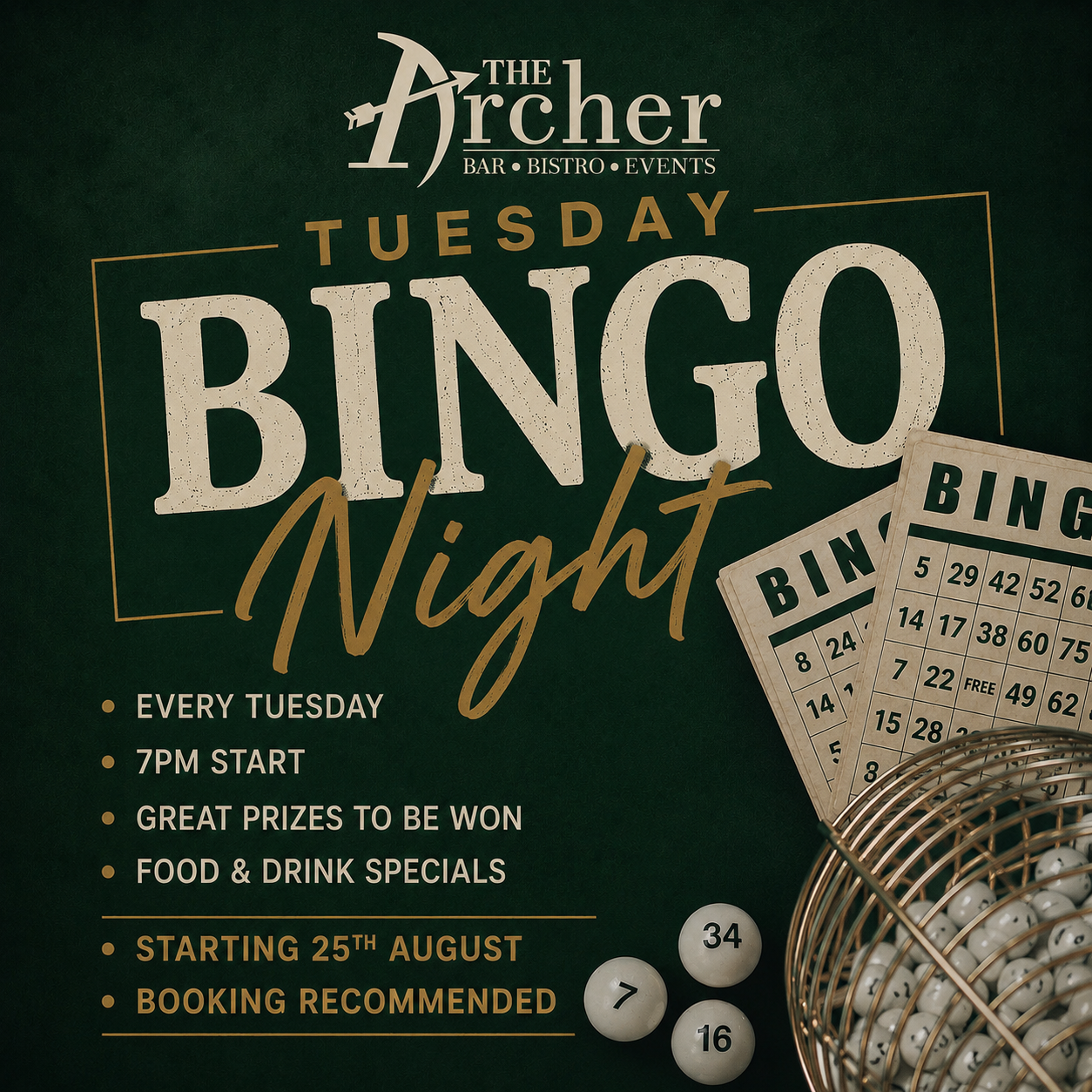 Tuesday Night Bingo at The Archer Bar & Bistro, Whangaparāoa